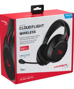 HyperX Cloud Flight - Wireless Gaming Headset, Long Lasting Battery up to 30 Hours, Detachable Noise Cancelling Microphone, Red LED Light, Comfortable Memory Foam, Works with PC, PS4 & PS5 Black, Red 36 7124IOvBJbL
