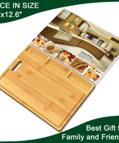 Cutting Boards,Large Bamboo Chopping Board, Built-In 3 Compartments And Juice Grooves, Charcuterie Board for Kitchen Counter Meat (Butcher Block) Cheese, Vegetables,Bread (17 x 12.6") XL 17 x 12.6" 20 7125qVdffUL
