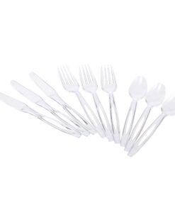Glad Disposable Plastic Cutlery, Assorted Set | Clear Extra Heavy Duty forks, Knives, And Spoons | Disposable Party Utensils | 240 Piece Set of Durable and Sturdy Cutlery 240 Count (Pack of 1) Clear Assorted Cutlery 13 7126t316wUL