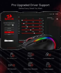 Redragon M612 Predator RGB Gaming Mouse, 8000 DPI Wired Optical Gamer Mouse with 11 Programmable Buttons & 5 Backlit Modes, Software Supports DIY Keybinds Rapid Fire Button Black 27 7126wl40uvL 2