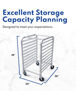 New Star Foodservice 36510 Commercial-Grade Aluminum 10-Tier Sheet Pan/Bun Pan Rack, 26" L x 20" W x 38" H with Brake Wheels 26 x 20 x 38 23 7126xtR3gQL