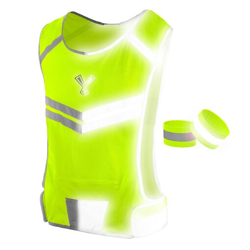 247 Viz Reflective Running Vest – Reflective Vest Running at Night for Walkers, Women & Men. High Visibility Reflective Gear, Cycling & Running Vest, High Vis Neon Safety Small Yellow