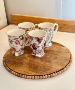 Gracie China by Coastline Imports Rose Chintz Porcelain Footed Mug Assorted with Gold Trim, 9-Ounce, Set of 4 6 7128wqSCubL
