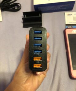 Key Power Quick Charge 3.0 Wall Charger, 60W 6-Port USB Fast Charger Desktop Charging Station for iPhone/PRO MAX/XS Max/XR/X/8/7/Plus, iPad Pro/Air 2/Mini, Galaxy S10/S9/S8/S7/Plus HTC and More 58 712AKUy3bL