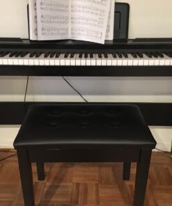 Smartxchoices 22''L Cushion Padded Piano Bench with Storage PU Leather Keyboard Stool Ebony Solid Wooden Seat Black 25 712AKdRujbL