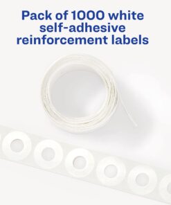Avery Hole Reinforcements, White, 1000/Pack, PK - AVE05720 1,000 labels 12 712AYR2zKQL