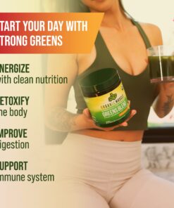 Organic Muscle Superfood Greens Powder Drink Mix - Organic Super Green Detox Supplement for Gut & Digestive Health with Spirulina, Chlorella, Probiotic & Prebiotic - Vegan & Non-GMO, 30 Servings Citrus Sunrise Greens X-Large (Pack of 1) 26 712AhoCogwL 1