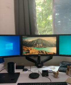 MOUNTUP Triple Monitor Stand Mount - 3 Monitor Desk Mount for Computer Screens Up to 27 inch, Triple Monitor Arm with Gas Spring, Heavy Duty Monitor Stand, Each Arm Holds Up to 17.6 lbs, MU0006 Black 47 712Bjl5fubL