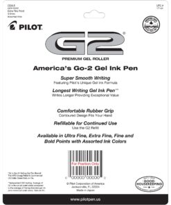 PILOT G2 Pens 0.5 mm - 10 Pack (5 Black and 5 Blue Pens) Premium Gel Ink Pens Extra Fine Point 0.5 Pens Refillable & Retractable Rolling Ball 10 712D6V eJKL