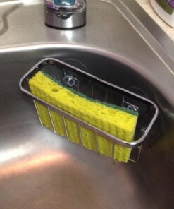 iDesign Gia Stainless Steel Dish Sponge Holder Basket with Suction Cups, Ideal for Kitchen Sinks and Bathroom Organization, Set of 1, Polished 30 712DAtbd5nL