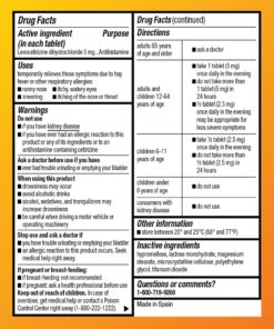 Amazon Basic Care 24 Hour Allergy Relief, Levocetirizine Dihydrochloride Tablets, 5 mg, Antihistamine, Relieves Sneezing, Runny Nose, Itchy Nose or Throat and Itchy, Watery Eyes, 80 Count 33 712ESZmXaZS