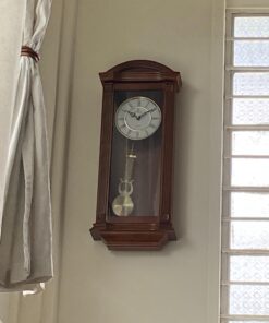 Pendulum Wall Clock Battery Operated - Large Hanging Grandfather Wall Clock with Pendulum - Quiet Wood Pendulum Clock - Wooden Wall Clock for Living Room Decor, Office & Home Décor Gift 27x11 Medium Wood 34 712EmhXpOL 1