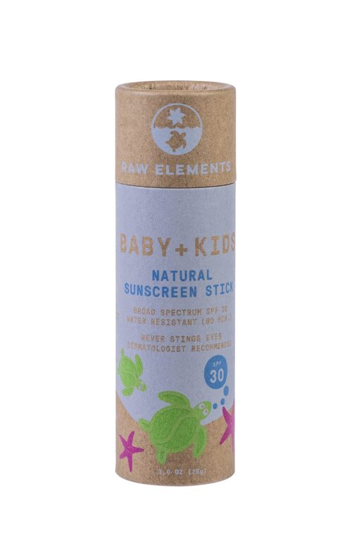 Raw Elements Baby + Kids SPF 30 Organic Sunscreen Lotion Stick Non-Nano Zinc Oxide, Reef-Safe, Cruelty-Free, Gentle and Moisturizing, Zero Waste Tube, 1oz