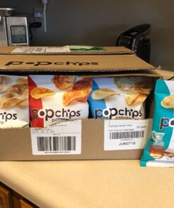 Popchips Potato Chips Variety Pack, Single Serve 0.8 Ounce Bags (Pack of 24), 4 Flavors: 8 Sea Salt, 8 BBQ, 4 Sour Cream & Onion, 4 Salt & Vinegar 4 Flavor Variety Pack 0.8 Ounce (Pack of 24) 16 712EwoedZCL 1