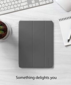 iPad Air 2 Case, ROARTZ Gray Slim Fit Smart Rubber Coated Folio Case Hard Shell Cover Light-Weight Auto Wake/Sleep for Apple iPad Air 2nd Generation A1566/A1567 Retina Display 13 712FKDHLd5L