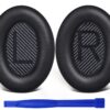 SoloWIT Replacement Earpads Cushions for Bose QuietComfort 35 (QC35) & Quiet Comfort 35 II (QC35 ii) Headphones, Ear Pads with Softer Leather, Noise Isolation Foam, Added Thickness (Black) Black 37 712FopyYNcL