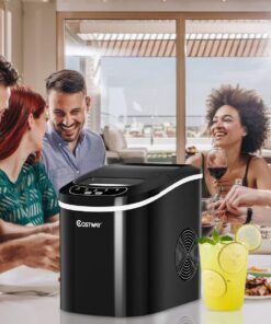COSTWAY Countertop Ice Maker, 26LBS/24H Portable and Compact Ice Maker Machine, Ice Cubes Ready in 6 Mins, Electric High Efficiency Small Ice Maker with Ice Scoop for Home Kitchen Office, Black 12 712GTKrVKTL