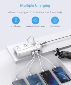 BESTEK Universal Travel Adapter 100-220V to 110V Voltage Converter 250W with 6A 4-Port USB Charging 3 AC Sockets and EU/UK/AU/US/India Worldwide Plug Adapter (White) 01 EU Plug White 20 712GhtsMEzL