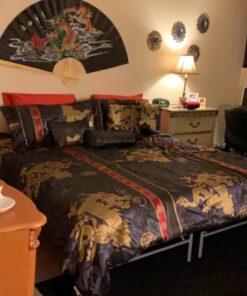 Asian Home Classic 35"" Oriental Feng Shui Wall Fan-Black Dragon 13 712HGXQHX5L