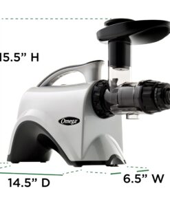 Omega NC800HDS Cold Press Juicer Machine, Vegetable and Fruit Juice Extractor and Nutrition System, Dual-Stage Slow Masticating Juicer, 150 W, Silver 30 712Hj3RdaeL