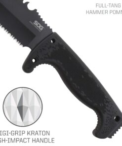 SOG Jungle Primitive Fixed Blade- Field and Camping Tactical Machete with Sheath for Clearing Brush, Full Tang Survival Knife 15.3 Inches (F03TN-CP), Steel,Black 25 712I KEGSDL