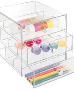 iDesign Plastic Divided 3-Drawer Vanity & Countertop Organizer – 7" x 6.5" x 6.5”, Clear 3 Drawer 32 712I7Vv7stL