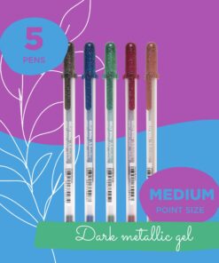Alternative view of SAKURA Gelly Roll Metallic Gel Pens - Pens for Scrapbook, Journals, or Drawing - Dark Metallic Ink - Medium Line - 5 Pack Dark Metallic Gel 5 Count (Pack of 1)