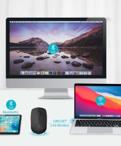 Rapoo Bluetooth 2.4G Wireless Mouse, 2 Bluetooth Channels with 1 USB Receiver Noiseless Mouse, Connect up to 3 Devices, Portable Computer Mice for PC, Tablet, Laptop-Black BLACK 15 712J3HBftL