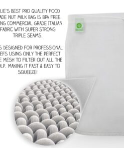 Pro Quality Nut Milk Bag - Big 12"X12" Bags - Commercial Grade Reusable All Purpose Strainer - Food Grade BPA-Free Ultra Strong Fine Mesh Nylon - Almond Milk, Juices, Cold Brew - Free Recipes 1 30 712Jh84cclL