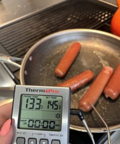 ThermoPro TP16S Digital LCD Meat Thermometer for Cooking and Grilling, BBQ Food Thermometer with Backlight and Kitchen Timer, Grill Temperature Probe Thermometer for Smoker, Barbecue, Oven, Cookware Light Silver 59 712KId1veuL