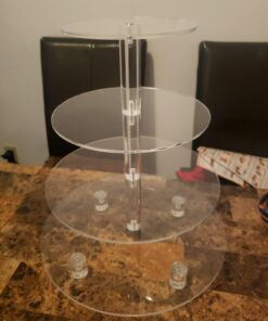 YestBuy 4 Tier Round Acrylic Cupcake Stand with Base, Premium Cupcake Holder, Acrylic Cupcake Tower Display Cady Bar Party Décor – Display for Pastry (4" Between 2 Layers with Base) 4 Tier Round with BASE ( 4" between 2 layers) 32 712KSEkezqL