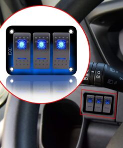 FXC Rocker Switch Aluminum Panel 3 Gang Toggle Switches Dash 5 Pin ON/Off 2 LED Backlit for Boat Car Marine Blue 21 712LZTo2CzL