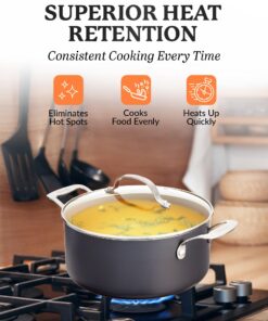 Gotham Steel 5 Qt Stock Pot, Nonstick Cooking Pot with Lid, Large Soup Pot & Pasta Pot with Stay Cool Handles, Ceramic Coated Nonstick Pot, Metal Utensil Oven & Dishwasher Safe, 100% Toxin Free 5 Quart 13 712NbN8D7YL