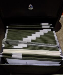 Pendaflex Hanging File Folders, Letter Size, Standard Green, 1/5-Cut Adjustable Tabs, 25 Per Box (81602), Standard Green - 1/5 Tabs 1/5 Cut 30 712OEudqegL