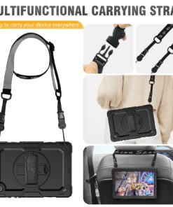 HXCASEAC Shockproof Case for Samsung Galaxy Tab A7 Lite with Screen Protector / 360 Rotating Hand Strap/Built-in Stand/Protective Carrying Case for Tab A7 lite 8.7 Case SM-T220 T225 T227, Black Black/Black 8.7 inch-Tab A7 lite 30 712OMREuF7L