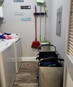 Berry Ave Broom Holder & Wall Mount Garden Tool Organizer - Home Laundry Room, Kitchen, Closet, Shed, Garage Organization and Storage Utility Rack - 5 Slots & 6 Hooks -Rake, Shovel, Mop Hanger (Black) 1 Pack Black 33 712PrZDehkL