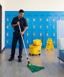 Rubbermaid Commercial Products WaveBrake 35 Qt. Side-Press Mop Bucket and Wringer Combo on Wheels, Yellow, for Professional/Industrial/Business Heavy-Duty Floor Cleaning/Mopping 50 712Q4zxAkBL