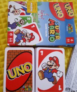 Mattel Games UNO Super Mario Card Game Animated Character Themed Collector Deck 112 Cards with Character Images, Gift for Kids Ages 7 Years Old & Up Small 24 712QE7mjNuL