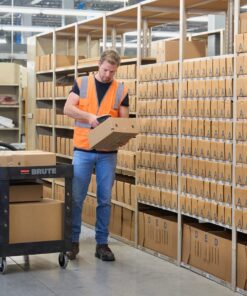 Rubbermaid Commercial Products 2-Shelf Utility/Service Cart, Medium, Lipped Shelves, Ergonomic Handle, 500 Lbs Capacity, for Warehouse/Garage/Cleaning/Manufacturing (FG452088BlA) Black 49 712QRocDrOL