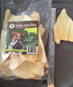 PET MAGASIN Rawhide Alternative Natural Jumbo Cow Ears 12-Pack Dog Treats Super Chew Long-Lasting, Made in Registered Facility 45 712QkUd6WL