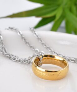 LUREME Engraved Gold Plated Stainless Steel Ring Pendant Chain Necklace A1000001 30 712RBCnSkIL