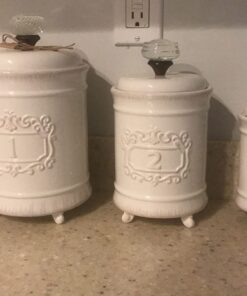 Mud Pie Kitchen Canister (Set of 3), White Set of 3 48 712RhBWDswL