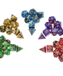 SmartDealsPro 5 x 7-Die Double-Colors Polyhedral Dice Sets with Pouches for D&D DND RPG MTG Dungeon and Dragons Table Board Roll Playing Games D4 D6 D8 D10 D% D12 D20 5-color Sets 59 712SAjG3CL