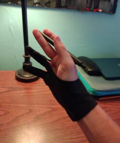 OTraki 4 Pack Artist Gloves for Drawing Tablet Free Size with Two Fingers for Graphics Pad Painting Good for Right or Left Hand - 2.95 x 7.87 inch M Black 34 712SjKZe L