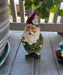 Giftware by Roman Inc., 12.25" H GNOME with Daisy Statue, Garden Collection, Outdoor Statue, Memorial, Resin Stone, Adorable Frogs and Flowers, Garden Décor (12x4x5) 13 712SttOyxTL