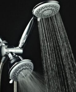 AquaStorm by HotelSpa 30-Setting SpiralFlo 3-Way HIGH PRESSURE Luxury Shower Head/Handheld Showerhead Combo with Water Saving Economy Mode/Chrome Chrome & Gray 22 712SvF2GONS