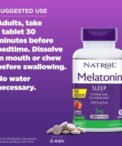 Natrol Melatonin 5mg, Strawberry-Flavored Dietary Supplement for Restful Sleep, 150 Fast-Dissolve Tablets, 150 Day Supply 150 Servings (Pack of 1) 15 712TTYO2lhL