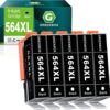 GREENBOX Compatible 564 564XL Ink Cartridge Replacement for HP 564 564 XL for HP Photosmart c309a c309g b209a 7520 7525 5510 5520 C5580 Printer (5 Black) 7 712TXitDTRL