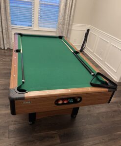 Mizerak Dynasty Space Saver 6.5' Billiard Table with Leg Levelers, Automatic Ball Return, and Classic Green Nylon Cloth 69 712VKfwoBEL