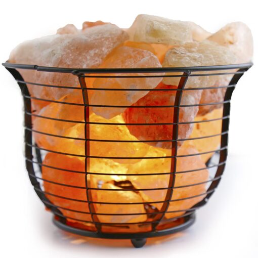 Himalayan Pink Salt Lamp Basket with Cord & Bulb Ca Sls-wm-basket@